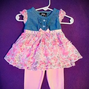 Baby girl 0-3m, 2 piece denim, spandex & cotton
